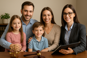 Huntingdon Valley family lawyer discussing case with client